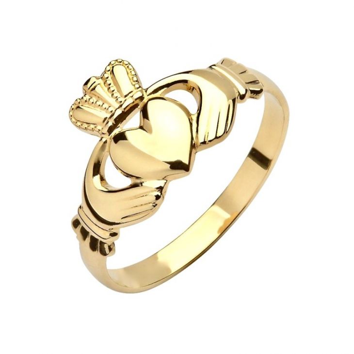 Classic Claddagh Ring Crafted in Solid 14K Yellow Gold 9.5