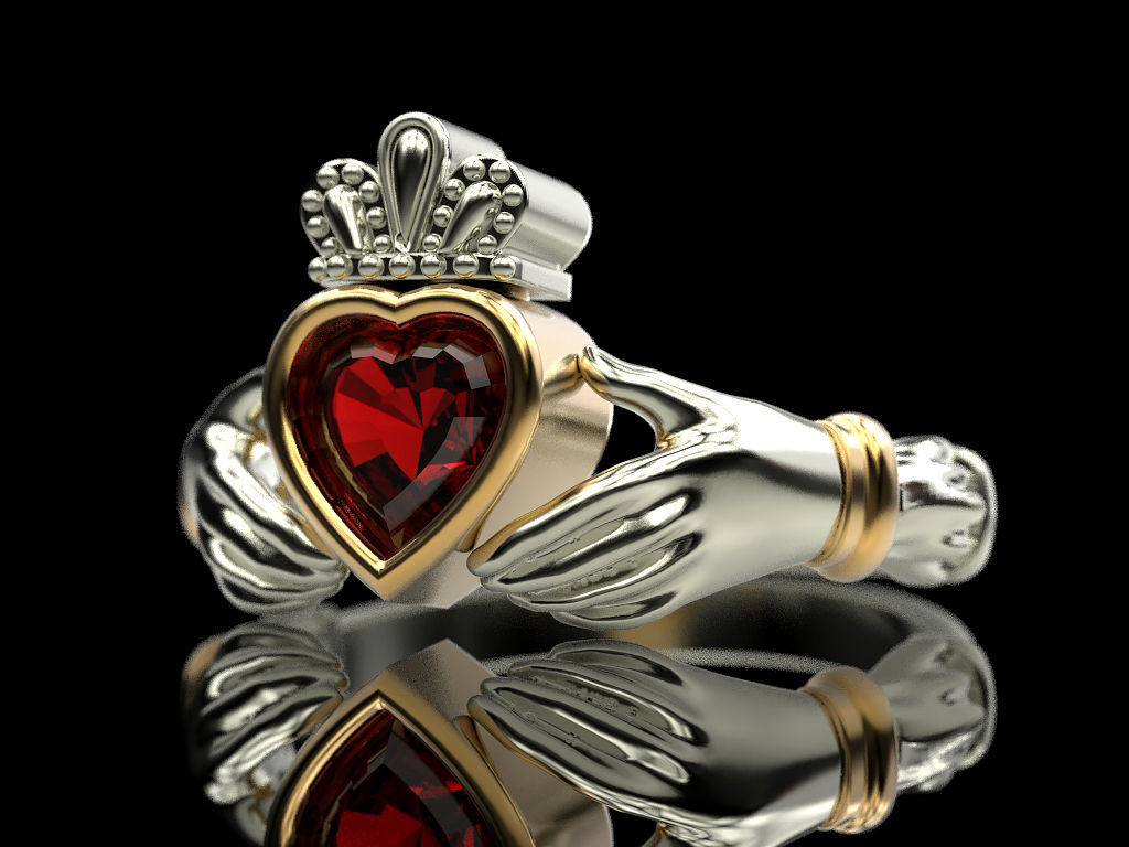 Irish Claddagh Heart in Hands Sterling Silver Mens Ring
